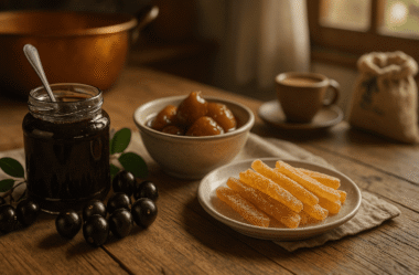 Doces de frutas típicas de Minas: jabuticaba, figo e laranja cristalizada